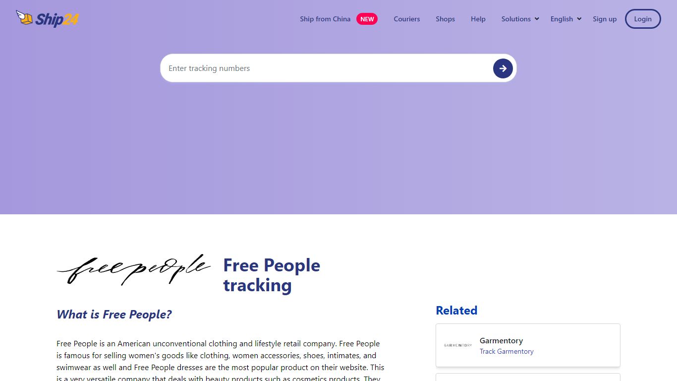 FREE PEOPLE ORDER TRACKING - ship24